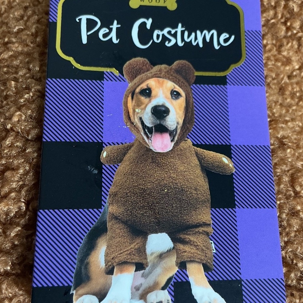 Woof Brown Teddy Bear Dog Costume Size Large Plush Halloween Pet Outfit NWT
